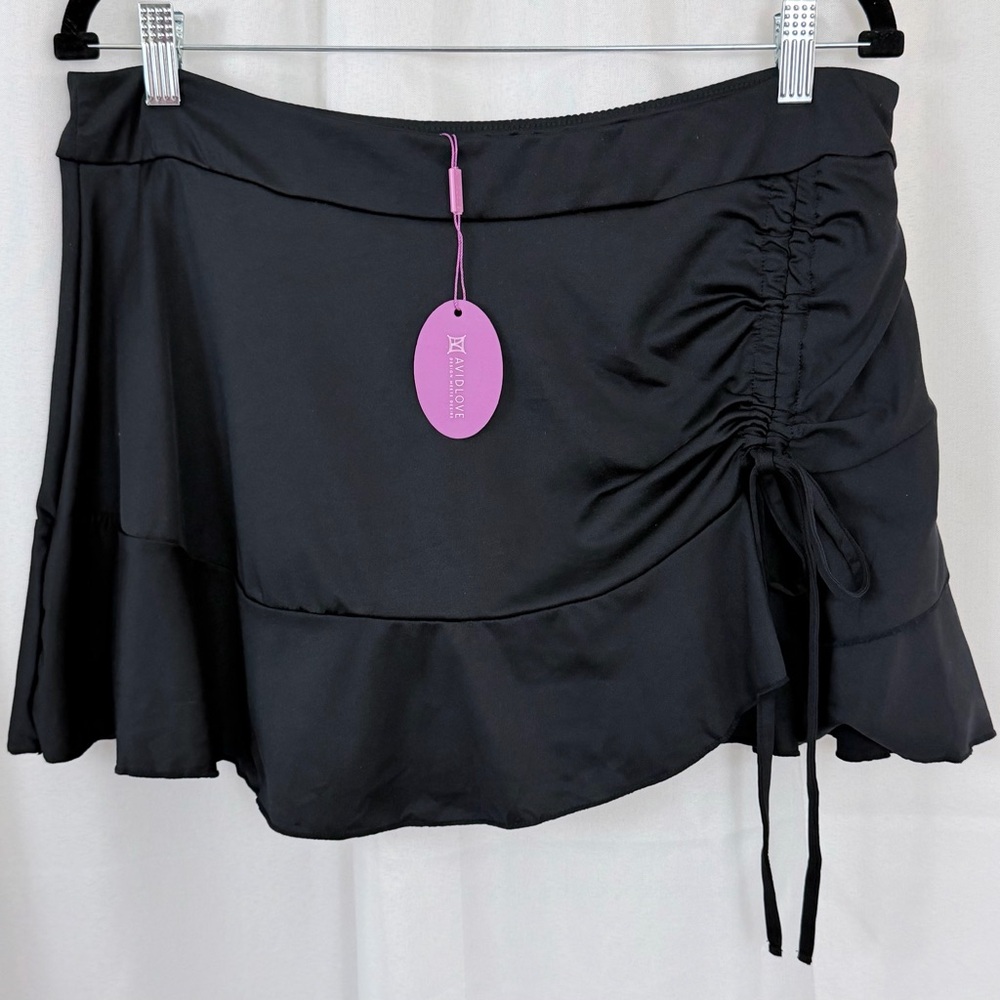 Black Swim Skirt Coverup with Side Ruching - Picture 6 of 9